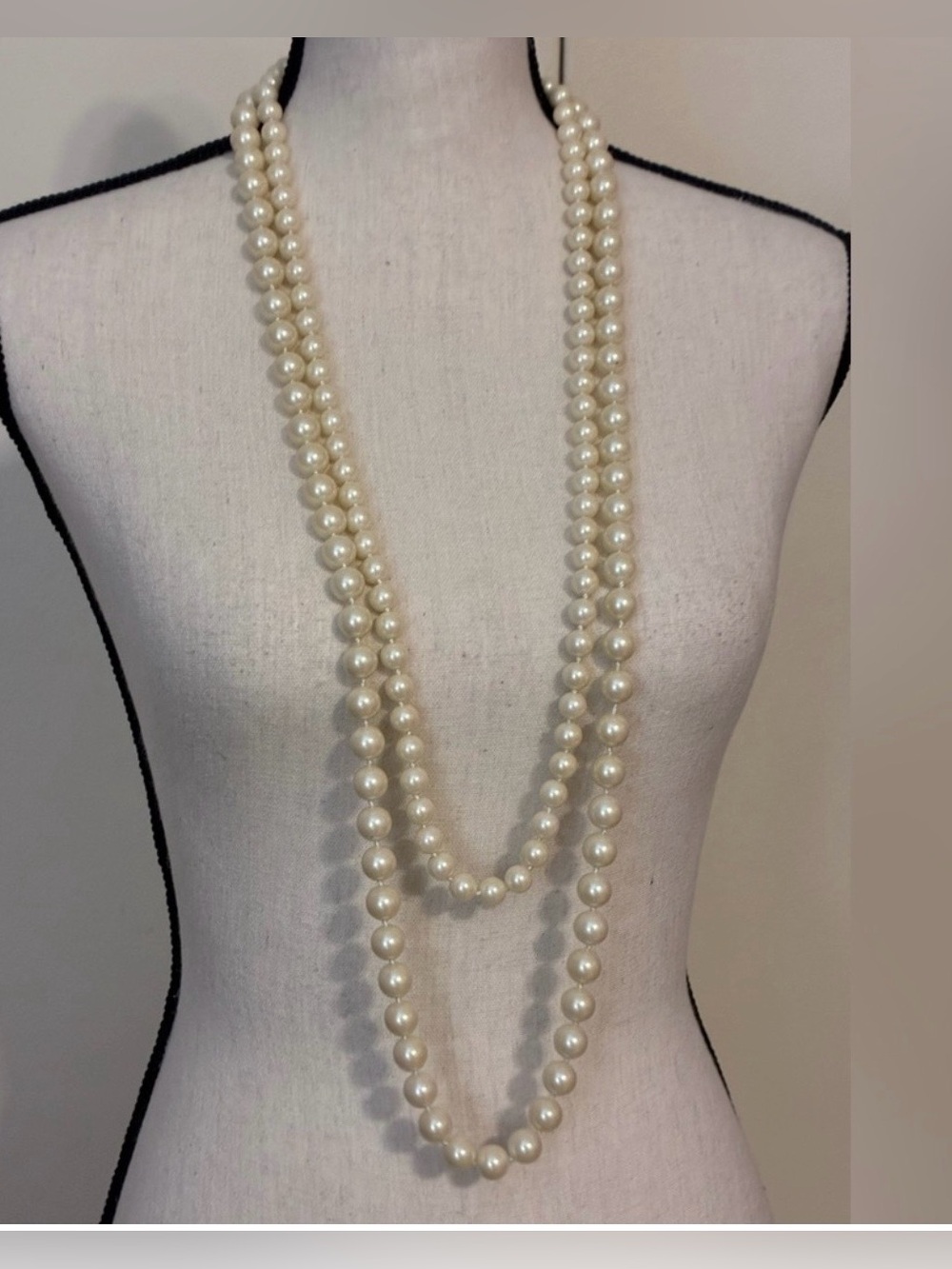 Elegant Long Double Strand Pearl Necklace